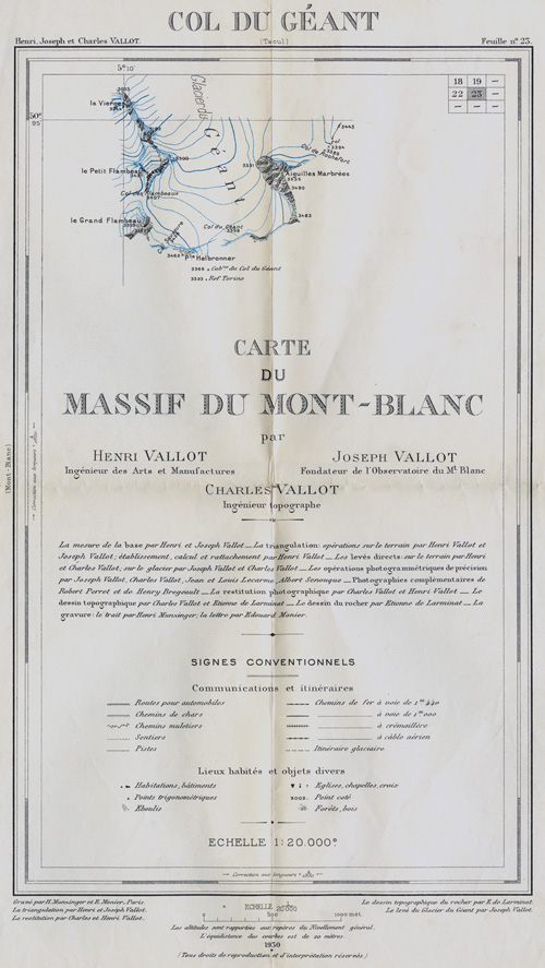 Carte Vallot Massif du Mont-Blanc col du Géant