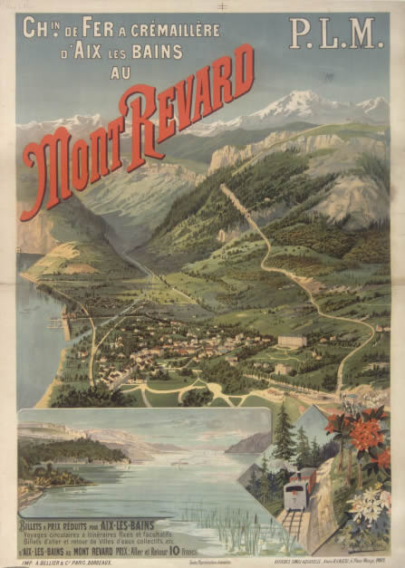 Affiche chemins de fer à crémaillère d'Aix les Bains au Mont Revard
